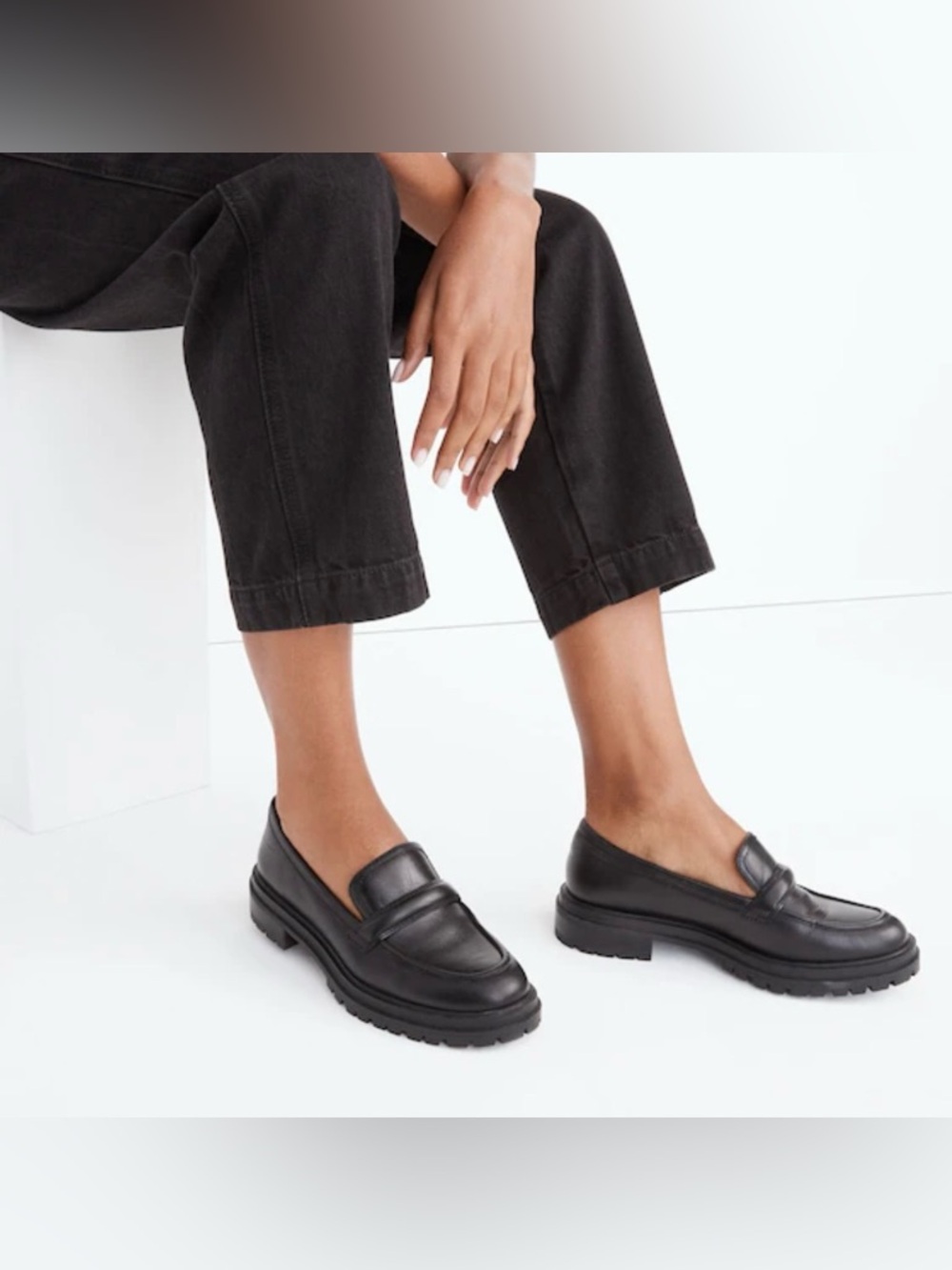 Madewell 100% leather Black Chunky Leather Penny Loafers